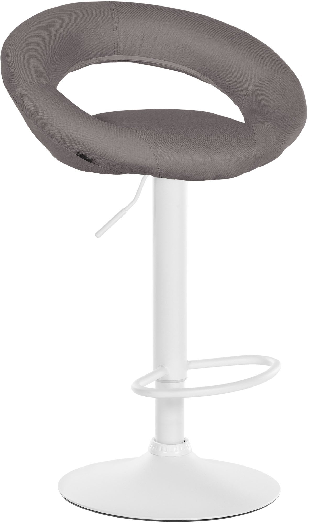 Barkruk met Stoffen Bekleding - Barstoel - Hoogte Verstelbaar voor Comfort en Ergonomie Kleur grijs Onderstel Kleur wit