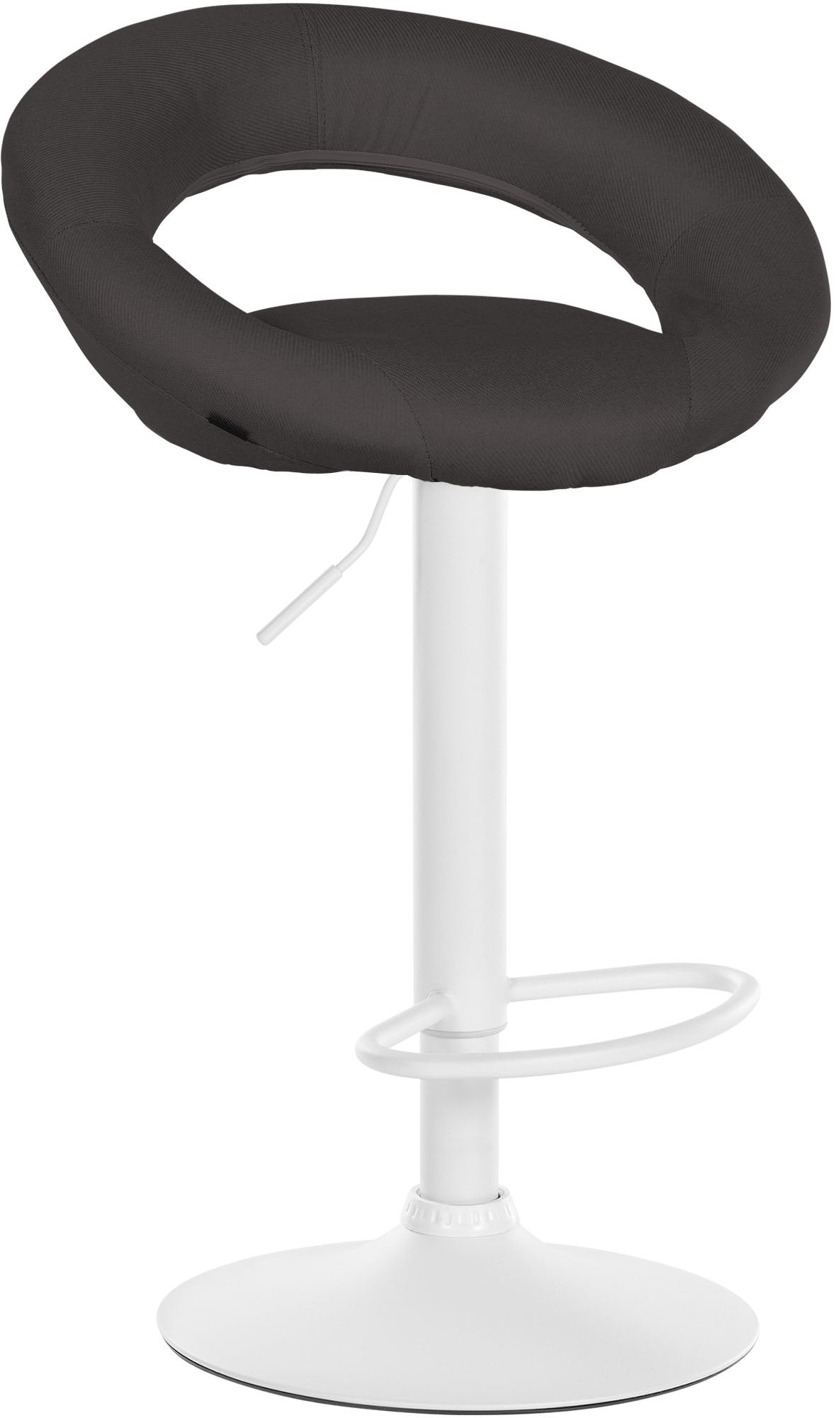Barkruk met Stoffen Bekleding - Barstoel - Hoogte Verstelbaar voor Comfort en Ergonomie Kleur donkergrijs Onderstel Kleur wit