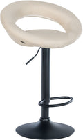 Barkruk met Stoffen Bekleding - Barstoel - Hoogte Verstelbaar voor Comfort en Ergonomie Kleur crème Onderstel Kleur zwart