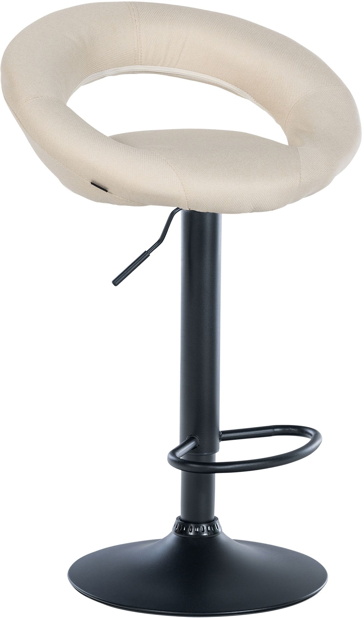 Barkruk met Stoffen Bekleding - Barstoel - Hoogte Verstelbaar voor Comfort en Ergonomie Kleur crème Onderstel Kleur zwart