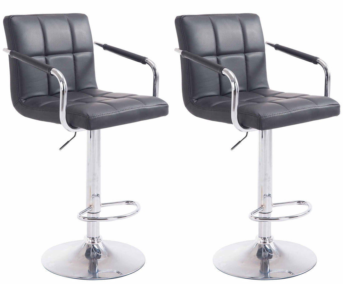 2-delige set Barkrukken - Barstoelen - 360° draaibaar comfort & eenvoudig te reinigen kunstleer Kleur zwart Onderstel Kleur chroom