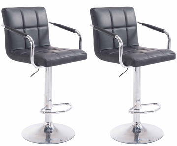 2-delige set Barkrukken - Barstoelen - 360° draaibaar comfort & eenvoudig te reinigen kunstleer Kleur zwart Onderstel Kleur chroom