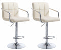 2-delige set Barkrukken - Barstoelen - 360° draaibaar comfort & eenvoudig te reinigen kunstleer Kleur crème Onderstel Kleur chroom