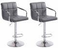 2-delige set Barkrukken - Barstoelen - 360° draaibaar comfort & eenvoudig te reinigen kunstleer Kleur grijs Onderstel Kleur chroom