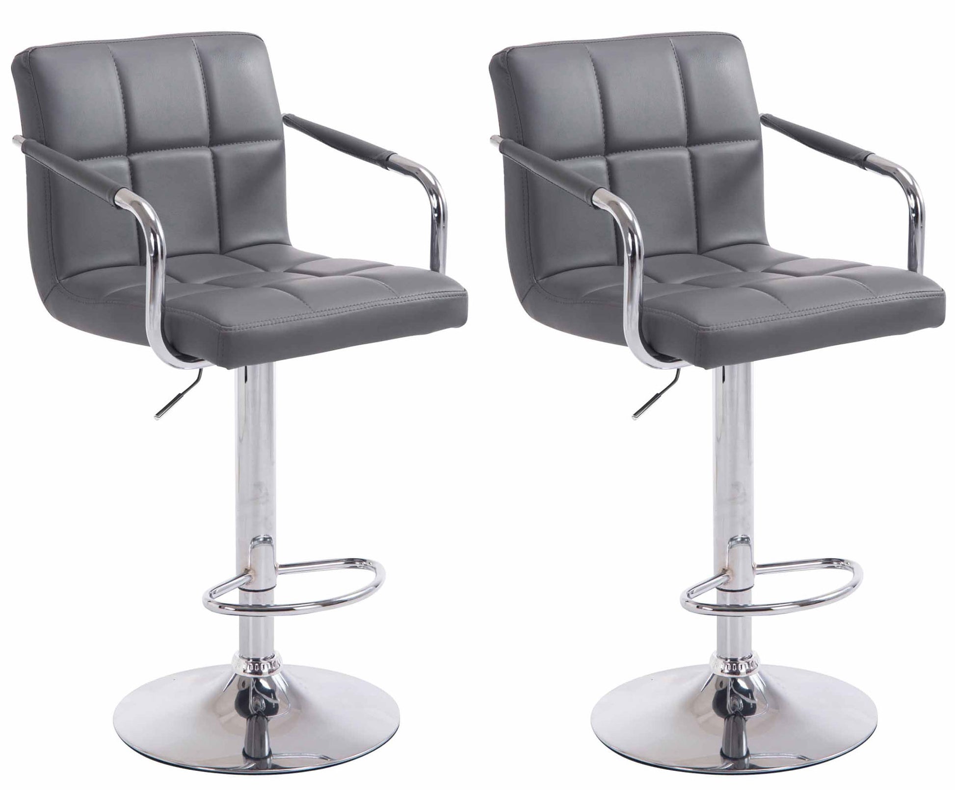 2-delige set Barkrukken - Barstoelen - 360° draaibaar comfort & eenvoudig te reinigen kunstleer Kleur grijs Onderstel Kleur chroom