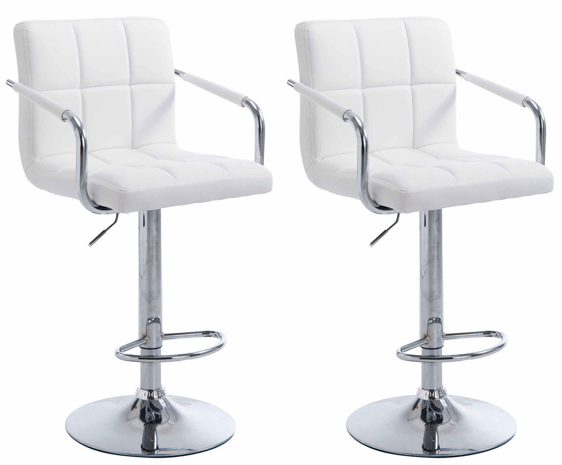 Set van 2 Moderne Barkrukken - Barstoelen - Ergonomisch Design, Stijlvolle Draaibare Zitting Kleur wit