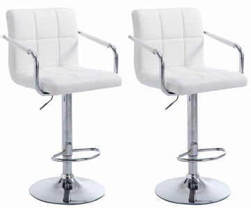 Set van 2 Moderne Barkrukken - Barstoelen - Ergonomisch Design, Stijlvolle Draaibare Zitting Kleur wit
