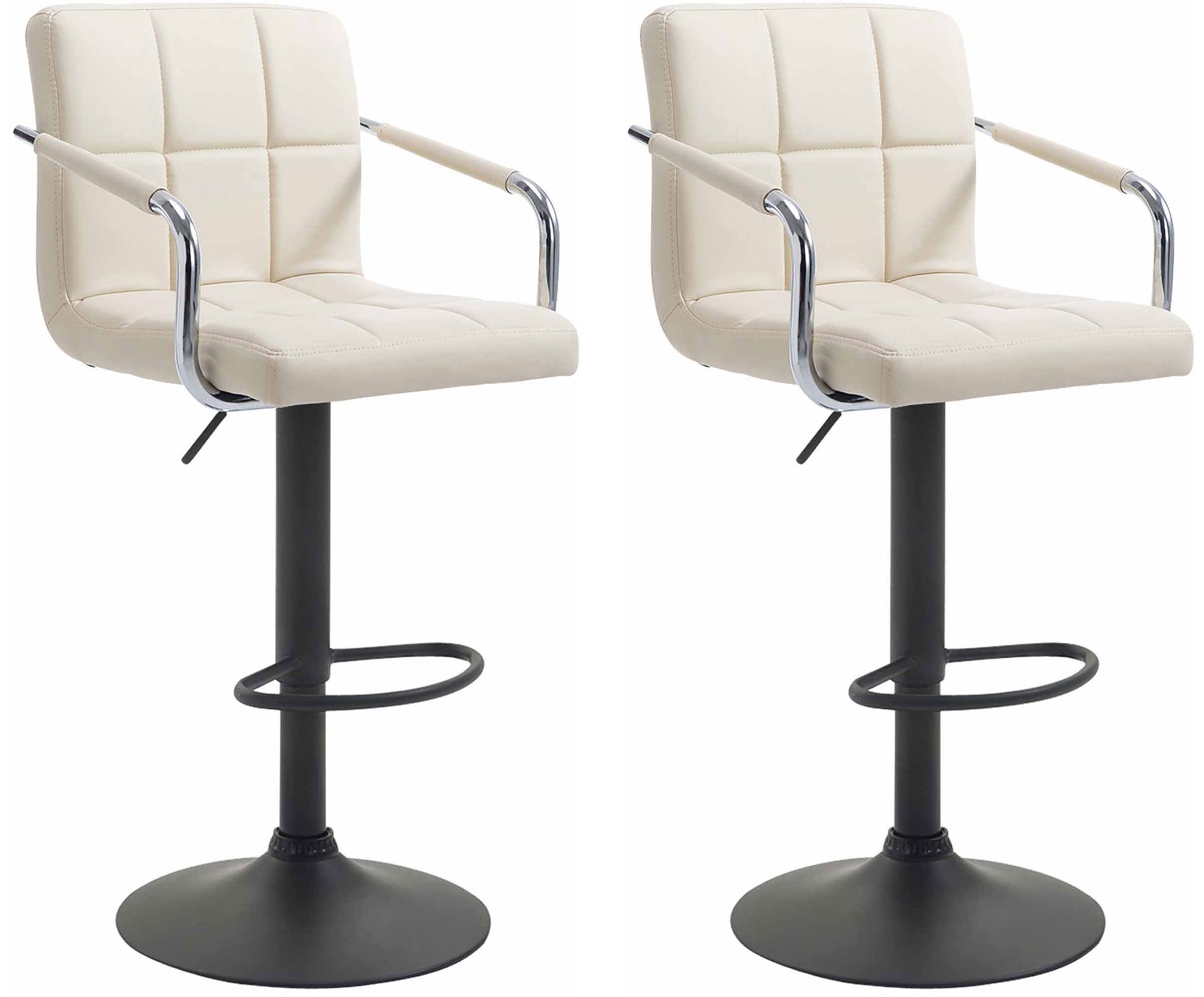 2-delige set Barkrukken - Barstoelen - 360° draaibaar comfort & eenvoudig te reinigen kunstleer Kleur crème Onderstel Kleur zwart