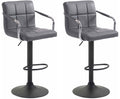 2-delige set Barkrukken - Barstoelen - 360° draaibaar comfort & eenvoudig te reinigen kunstleer Kleur grijs Onderstel Kleur zwart