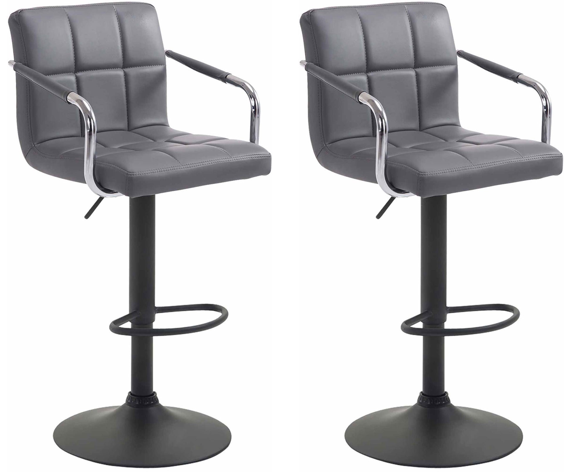2-delige set Barkrukken - Barstoelen - 360° draaibaar comfort & eenvoudig te reinigen kunstleer Kleur grijs Onderstel Kleur zwart