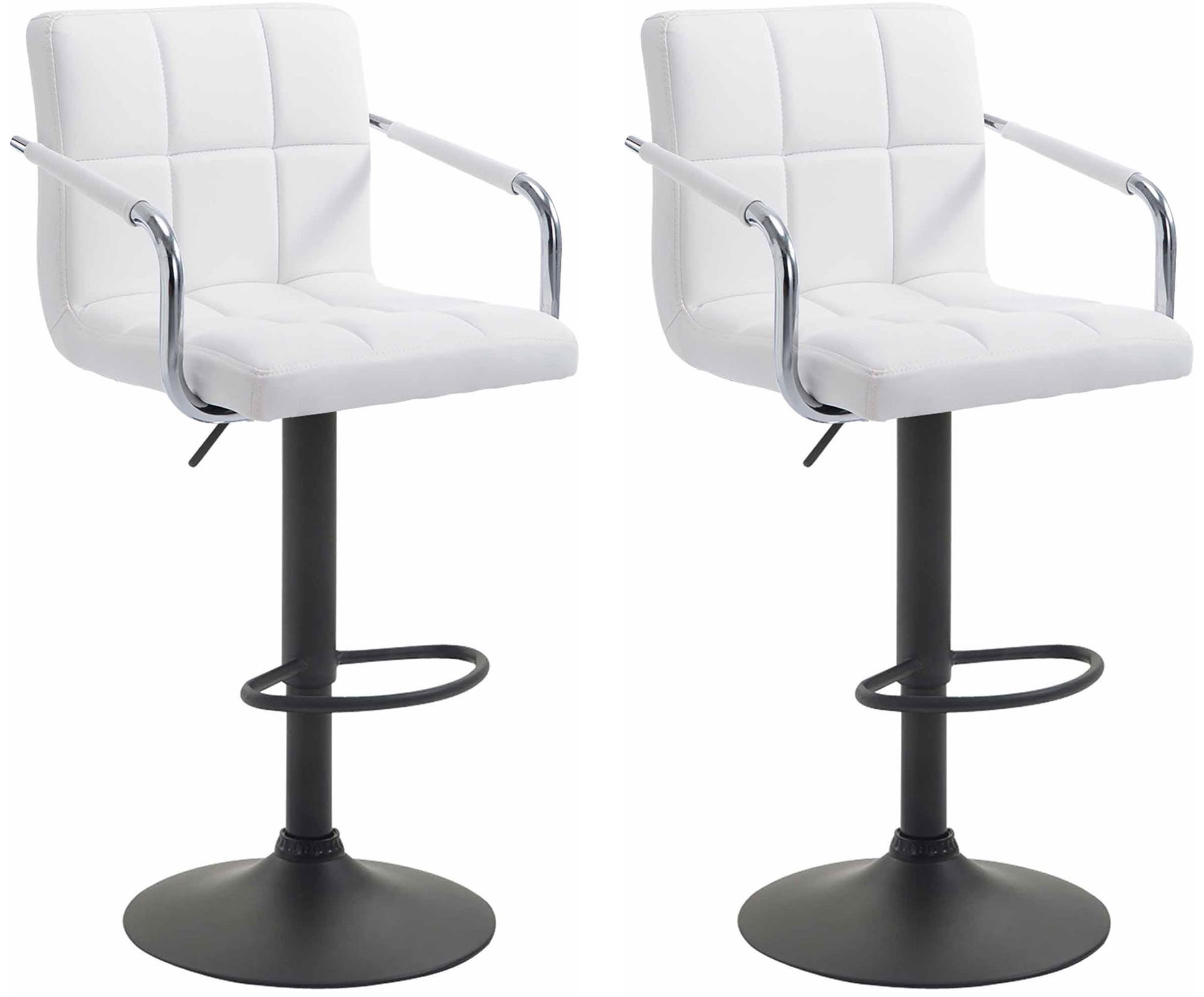 2-delige set Barkrukken - Barstoelen - 360° draaibaar comfort & eenvoudig te reinigen kunstleer Kleur wit Onderstel Kleur zwart