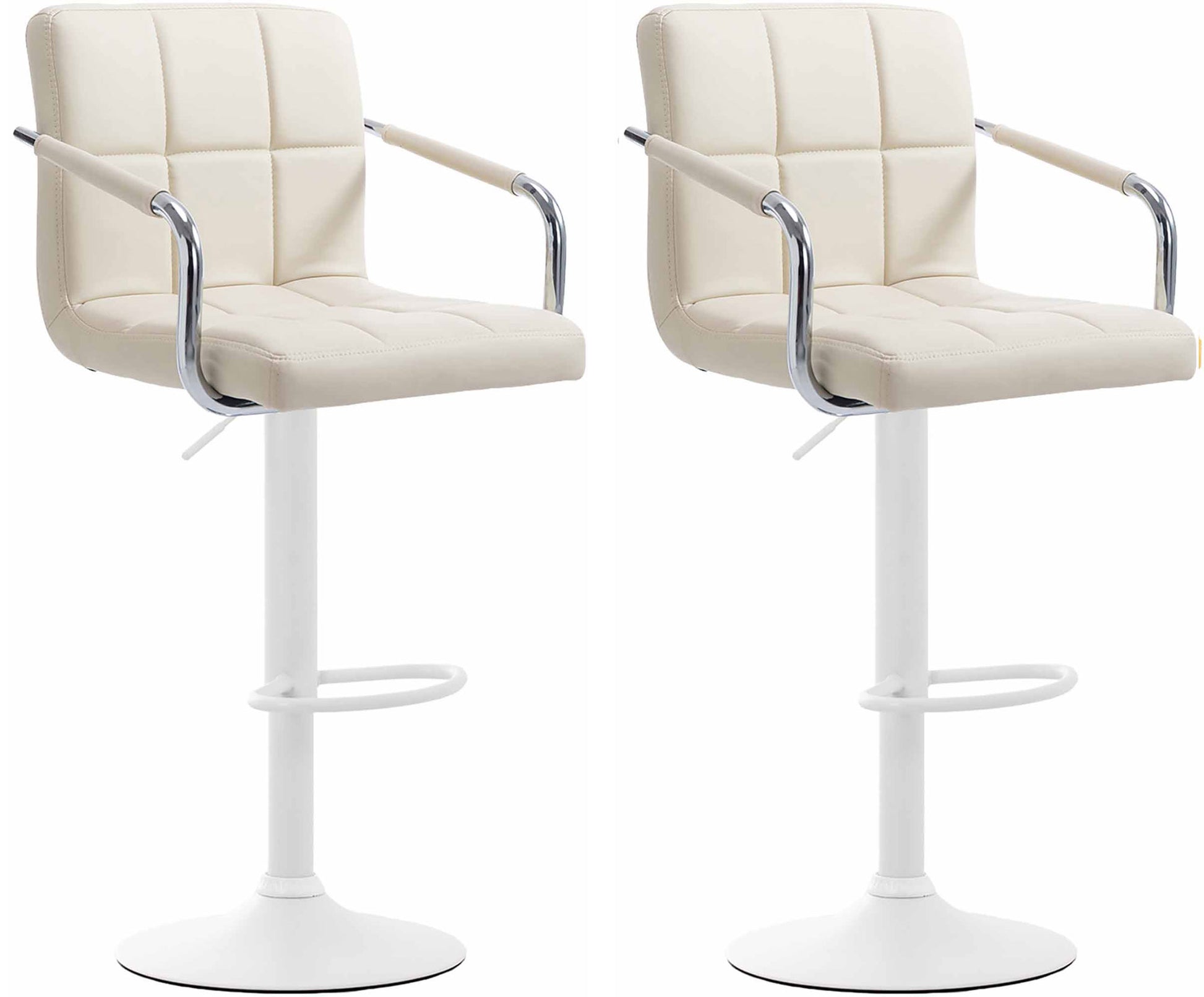 2-delige set Barkrukken - Barstoelen - 360° draaibaar comfort & eenvoudig te reinigen kunstleer Kleur crème Onderstel Kleur wit