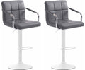 2-delige set Barkrukken - Barstoelen - 360° draaibaar comfort & eenvoudig te reinigen kunstleer Kleur grijs Onderstel Kleur wit
