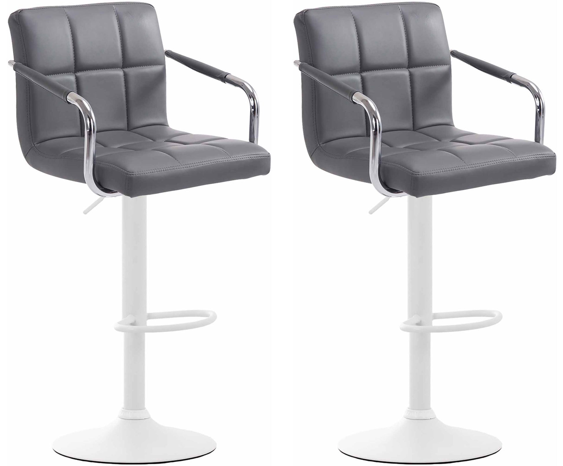 2-delige set Barkrukken - Barstoelen - 360° draaibaar comfort & eenvoudig te reinigen kunstleer Kleur grijs Onderstel Kleur wit