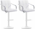2-delige set Barkrukken - Barstoelen - 360° draaibaar comfort & eenvoudig te reinigen kunstleer Kleur wit Onderstel Kleur wit