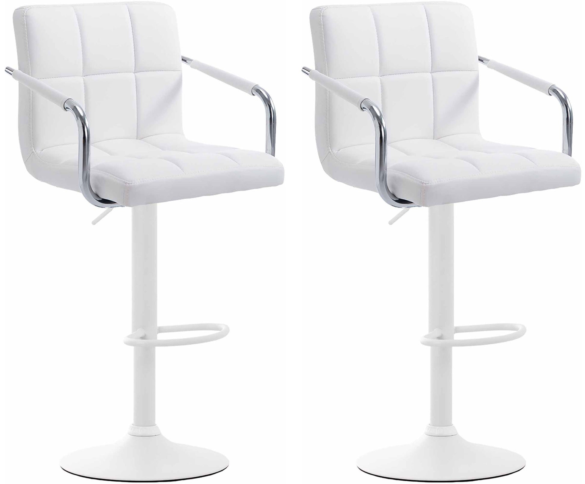 2-delige set Barkrukken - Barstoelen - 360° draaibaar comfort & eenvoudig te reinigen kunstleer Kleur wit Onderstel Kleur wit