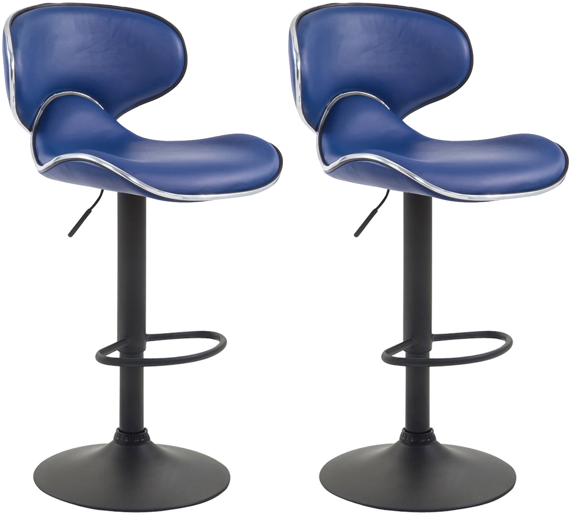 2-delige Set Barkrukken - Hoge Krukken - Comfortabele Zithouding, Kunstleer Kleur blauw Onderstel Kleur zwart