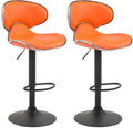 2-delige Set Barkrukken - Hoge Krukken - Comfortabele Zithouding, Kunstleer Kleur oranje Onderstel Kleur zwart