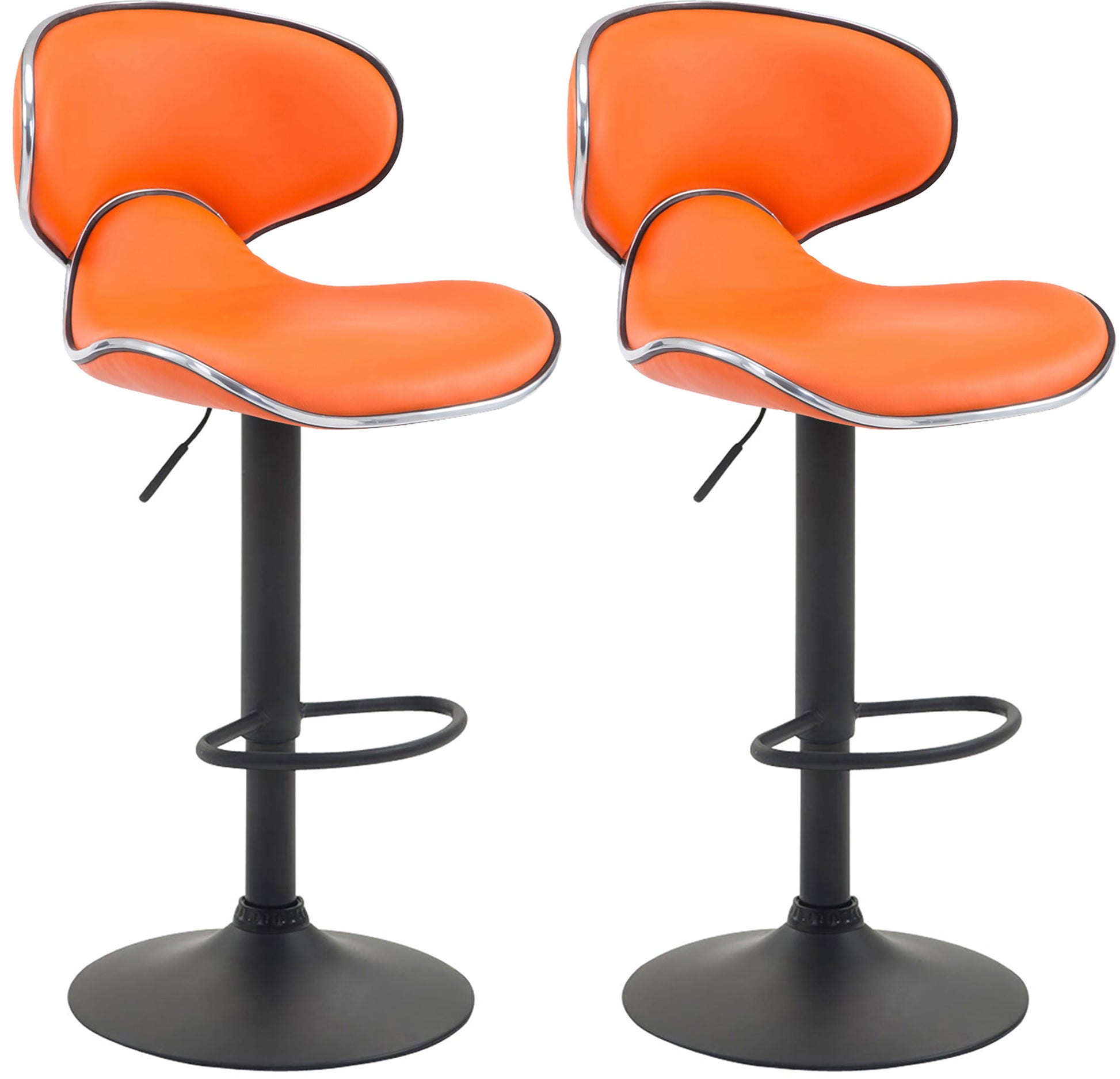 2-delige Set Barkrukken - Hoge Krukken - Comfortabele Zithouding, Kunstleer Kleur oranje Onderstel Kleur zwart