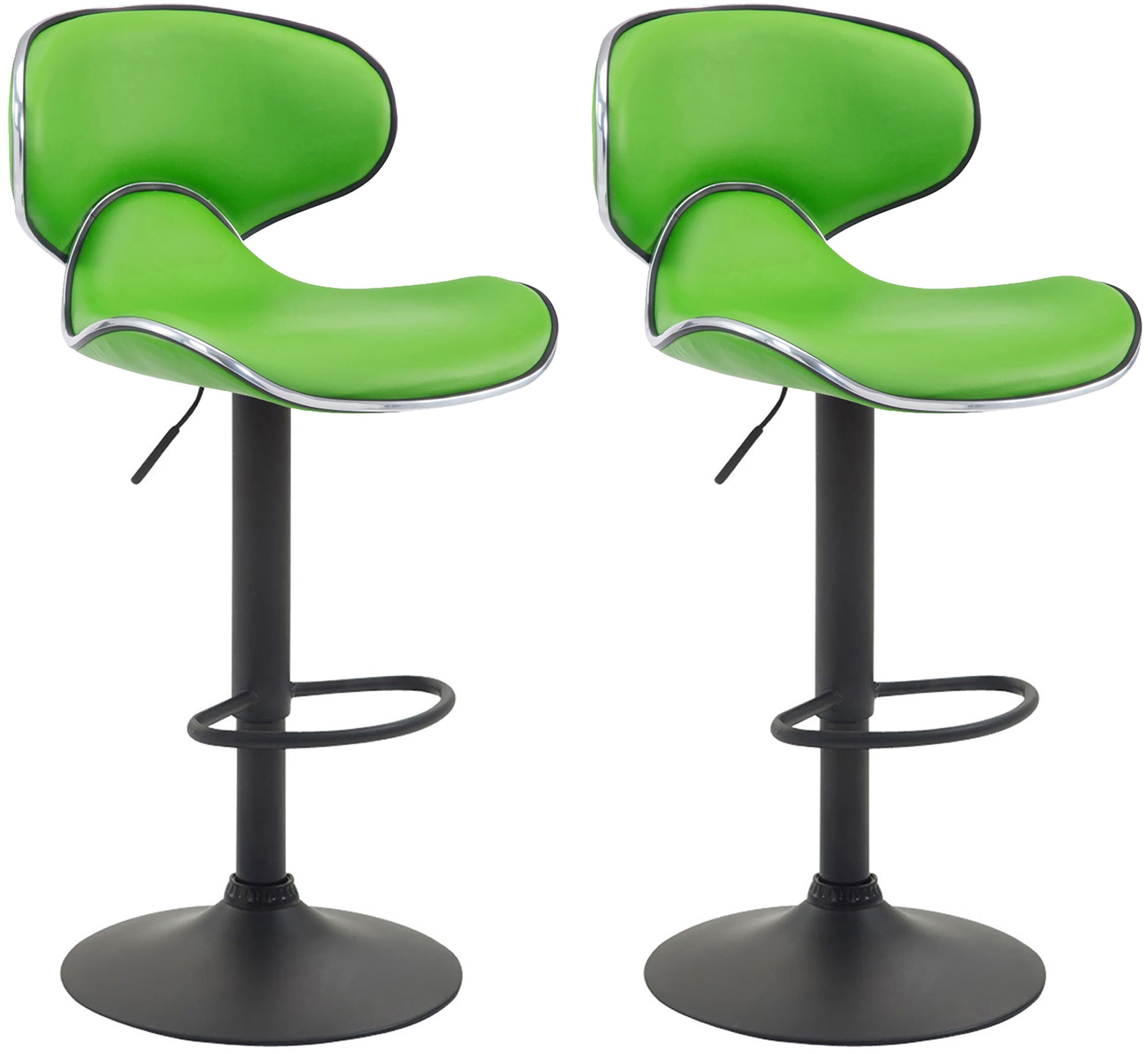 2-delige Set Barkrukken - Hoge Krukken - Comfortabele Zithouding, Kunstleer Kleur groen Onderstel Kleur zwart