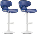 2-delige Set Barkrukken - Hoge Krukken - Comfortabele Zithouding, Kunstleer Kleur blauw Onderstel Kleur wit