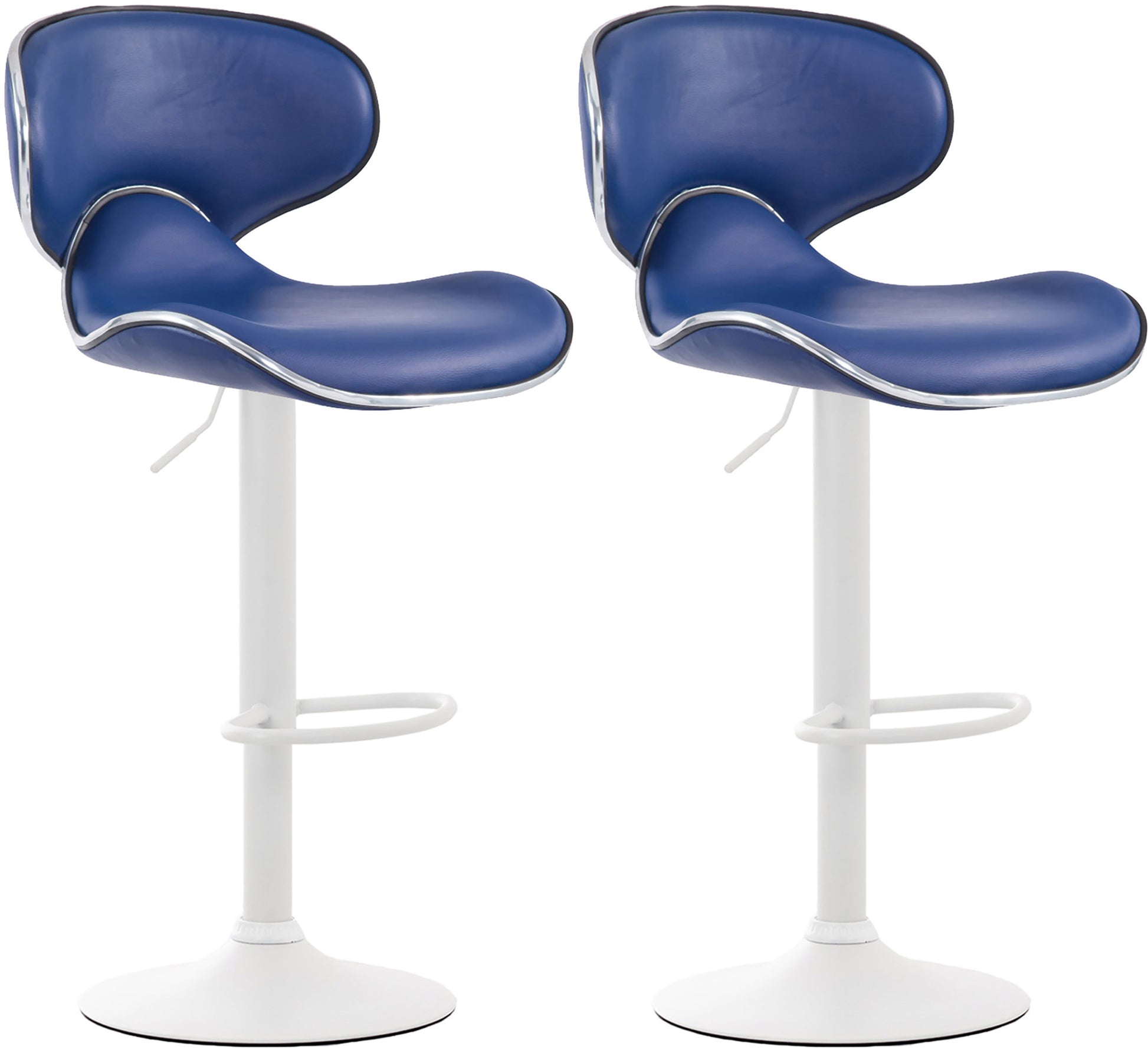 2-delige Set Barkrukken - Hoge Krukken - Comfortabele Zithouding, Kunstleer Kleur blauw Onderstel Kleur wit