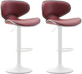 2-delige Set Barkrukken - Hoge Krukken - Comfortabele Zithouding, Kunstleer Kleur bordeauxrood Onderstel Kleur wit