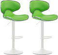 2-delige Set Barkrukken - Hoge Krukken - Comfortabele Zithouding, Kunstleer Kleur groen Onderstel Kleur wit