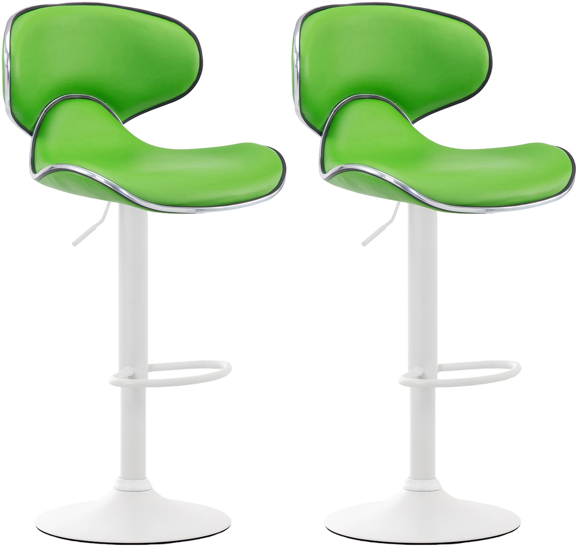 2-delige Set Barkrukken - Hoge Krukken - Comfortabele Zithouding, Kunstleer Kleur groen Onderstel Kleur wit