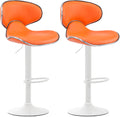 2-delige Set Barkrukken - Hoge Krukken - Comfortabele Zithouding, Kunstleer Kleur oranje Onderstel Kleur wit