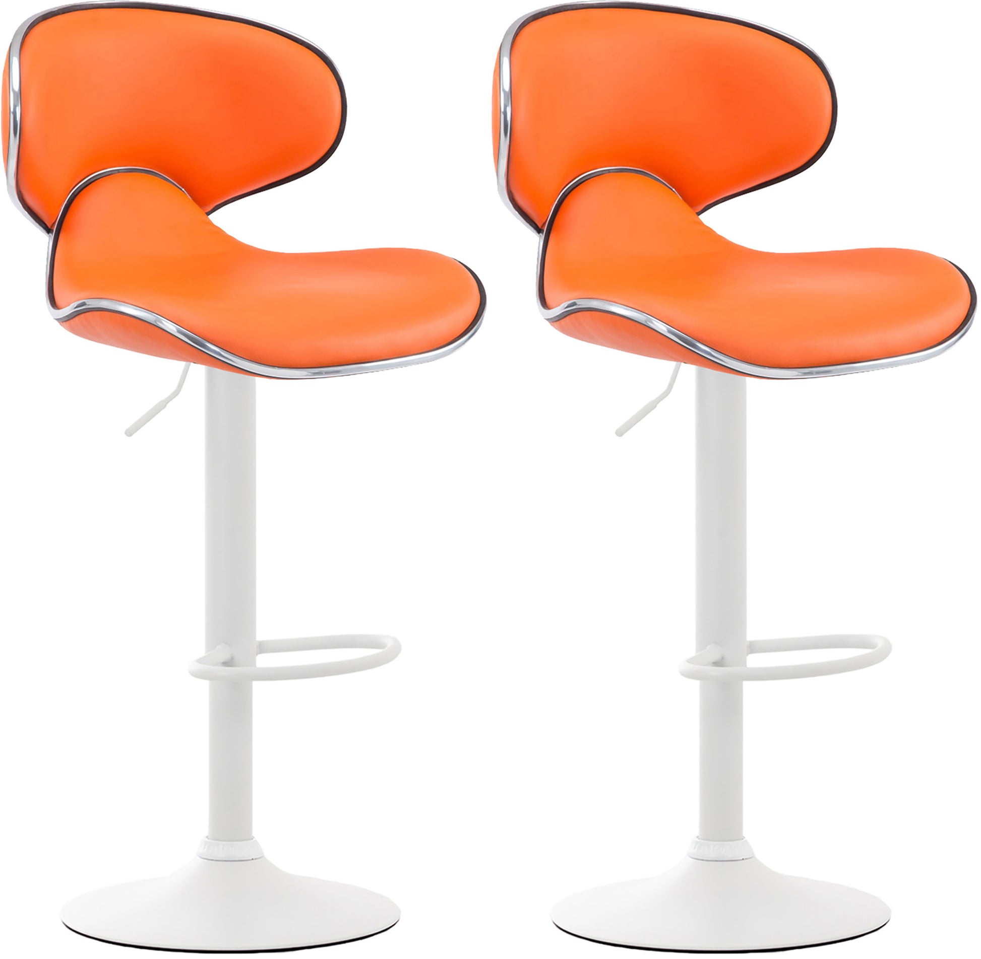 2-delige Set Barkrukken - Hoge Krukken - Comfortabele Zithouding, Kunstleer Kleur oranje Onderstel Kleur wit