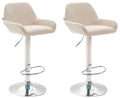 Set van 2 Verstelbare Barkrukken - Barstoelen - Comfortabele Rugleuning & Voetensteun Kleur crème Onderstel Kleur chroom