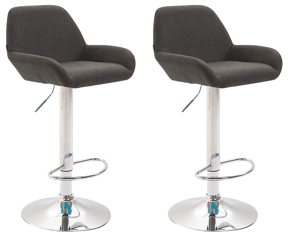 Set van 2 Barkrukken in Stof - Tijdloos Design - Verstelbare Hoogte en 360° Draaifunctie Kleur donkergrijs