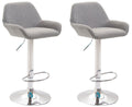 Set van 2 Verstelbare Barkrukken - Barstoelen - Comfortabele Rugleuning & Voetensteun Kleur grijs Onderstel Kleur chroom