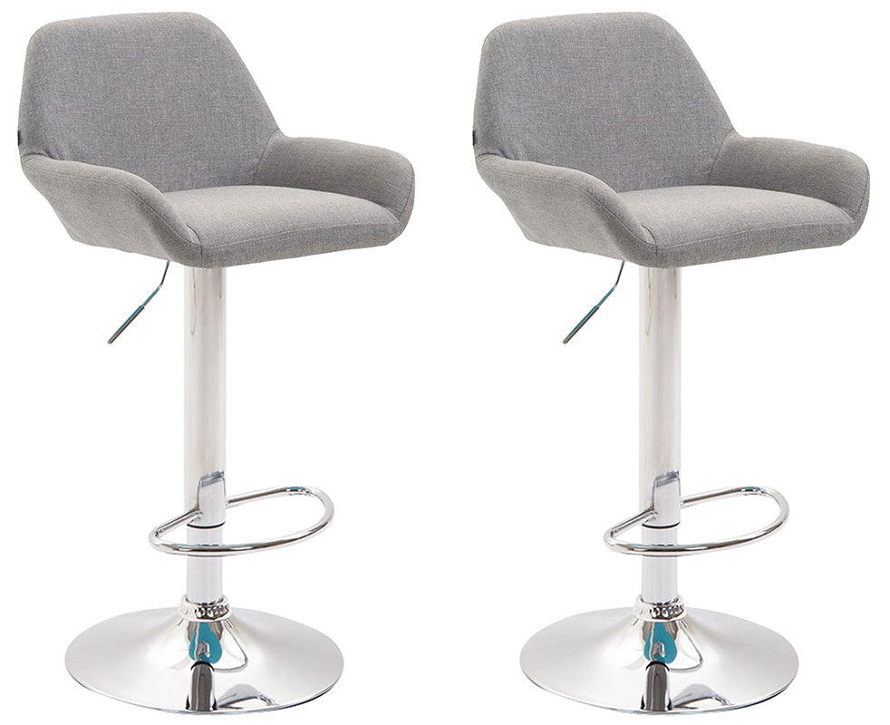 Set van 2 Verstelbare Barkrukken - Barstoelen - Comfortabele Rugleuning & Voetensteun Kleur grijs Onderstel Kleur chroom