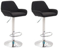 Set van 2 Verstelbare Barkrukken - Barstoelen - Comfortabele Rugleuning & Voetensteun Kleur zwart Onderstel Kleur chroom