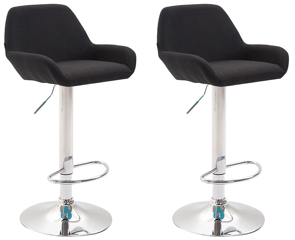 Set van 2 Verstelbare Barkrukken - Barstoelen - Comfortabele Rugleuning & Voetensteun Kleur zwart Onderstel Kleur chroom