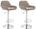 Set van 2 Verstelbare Barkrukken - Barstoelen - Comfortabele Rugleuning & Voetensteun Kleur taupe Onderstel Kleur chroom