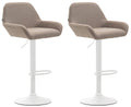 Set van 2 Verstelbare Barkrukken - Barstoelen - Comfortabele Rugleuning & Voetensteun Kleur taupe Onderstel Kleur wit
