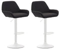 Set van 2 Verstelbare Barkrukken - Barstoelen - Comfortabele Rugleuning & Voetensteun Kleur zwart Onderstel Kleur wit