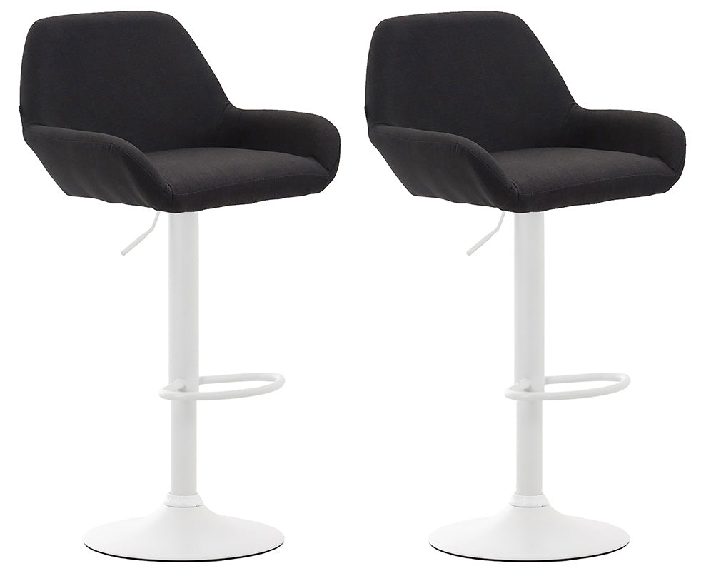 Set van 2 Verstelbare Barkrukken - Barstoelen - Comfortabele Rugleuning & Voetensteun Kleur zwart Onderstel Kleur wit