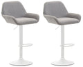 Set van 2 Verstelbare Barkrukken - Barstoelen - Comfortabele Rugleuning & Voetensteun Kleur grijs Onderstel Kleur wit