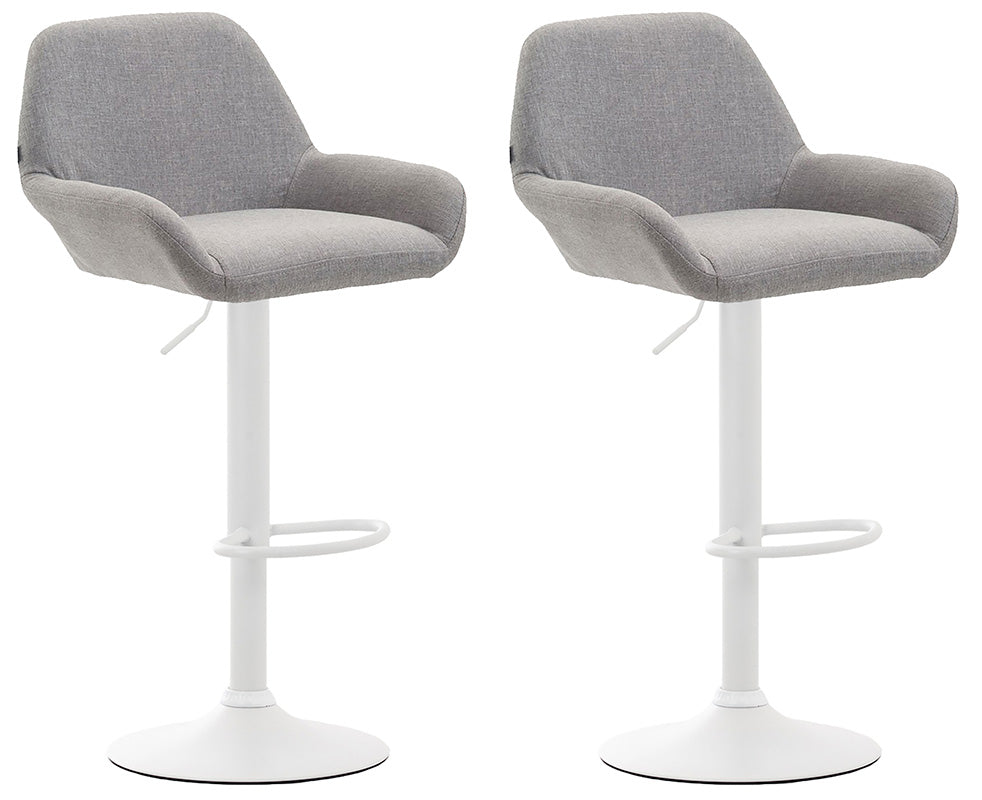 Set van 2 Verstelbare Barkrukken - Barstoelen - Comfortabele Rugleuning & Voetensteun Kleur grijs Onderstel Kleur wit