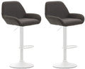 Set van 2 Verstelbare Barkrukken - Barstoelen - Comfortabele Rugleuning & Voetensteun Kleur donkergrijs Onderstel Kleur wit