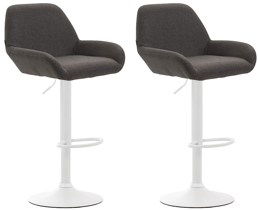 Set van 2 Verstelbare Barkrukken - Barstoelen - Comfortabele Rugleuning & Voetensteun Kleur donkergrijs Onderstel Kleur wit