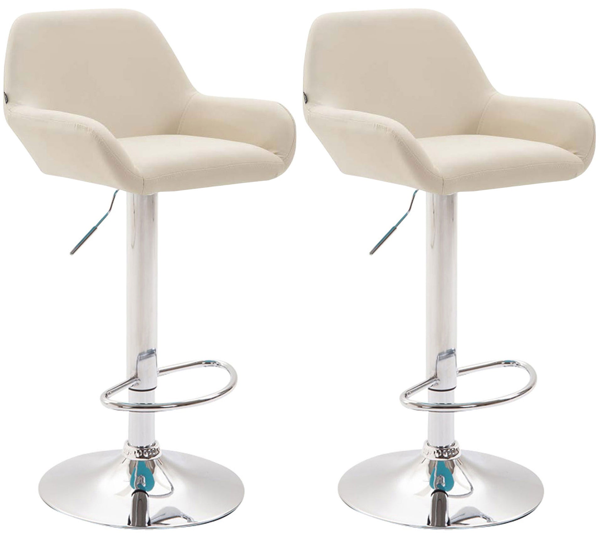Set van 2 Barkrukken - Kunstleer Stoelen - 360° Draaibaar Comfort Kleur crème Onderstel Kleur chroom