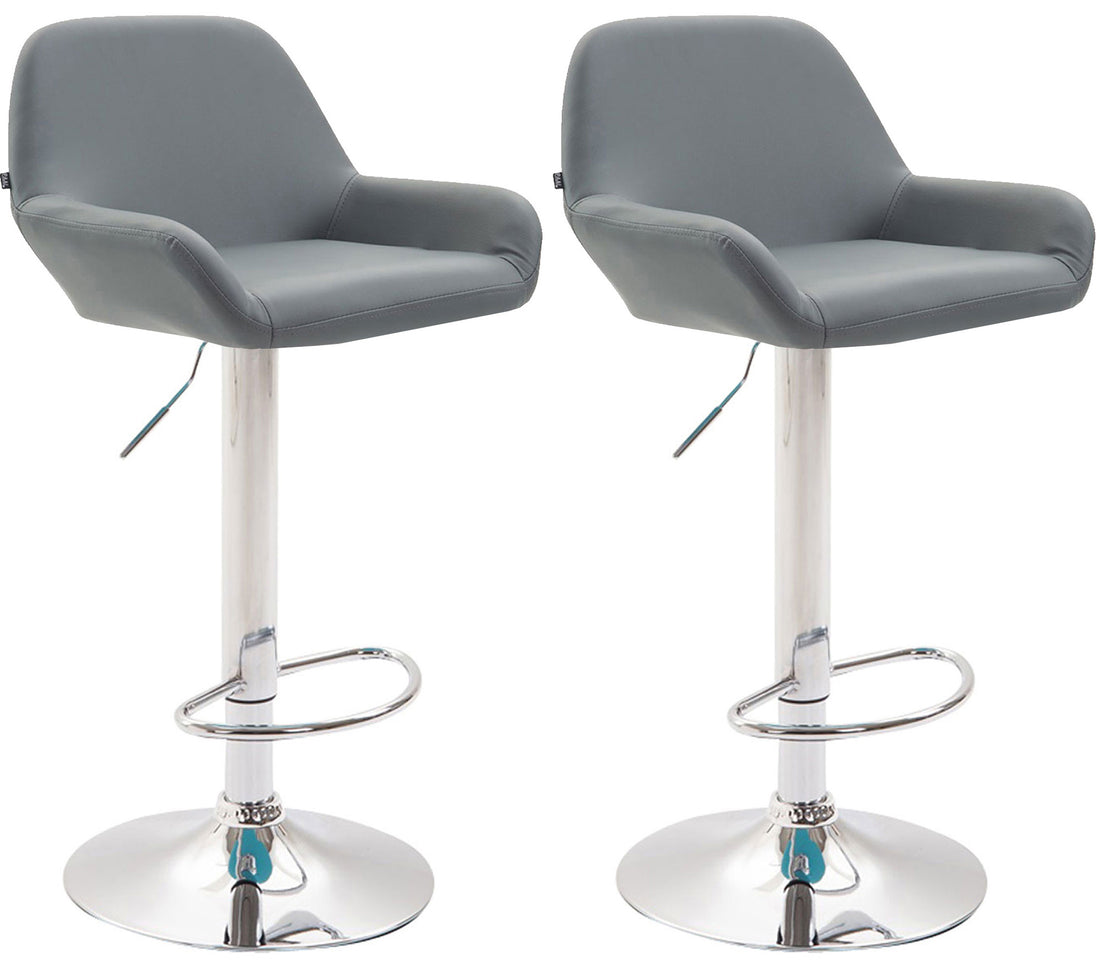 2-delige set Kunstleren Barkrukken - Fauteuilstijl - Ergonomische Zitting Kleur grijs