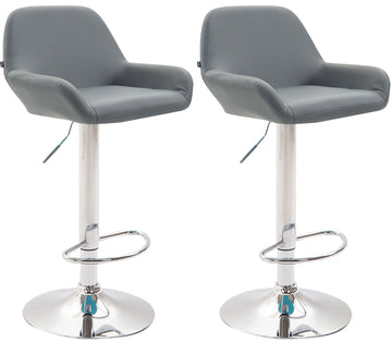 2-delige set Kunstleren Barkrukken - Fauteuilstijl - Ergonomische Zitting Kleur grijs