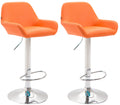 Set van 2 Barkrukken - Kunstleer Stoelen - 360° Draaibaar Comfort Kleur oranje Onderstel Kleur chroom