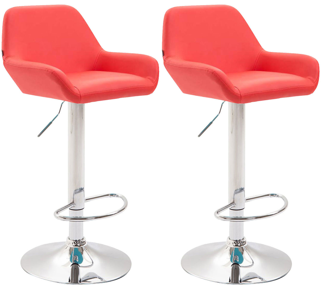 2-delige set Barkrukken – Krukken Rood Kunstleer – Comfortabel & In hoogte verstelbaar Kleur rood